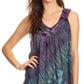 Sakkas Sana Tie Dye Sleeveless Embroidered V-Neck Tank Tunic Top Blouse / Cover Up
