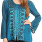 Sakkas Soraya Embroidered Eyelet Button Down Blouse Top with Long Sleeves and Ties