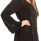 Sakkas Soraya Embroidered Eyelet Button Down Blouse Top with Long Sleeves and Ties
