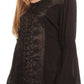 Sakkas Soraya Embroidered Eyelet Button Down Blouse Top with Long Sleeves and Ties