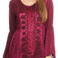 Sakkas Soraya Embroidered Eyelet Button Down Blouse Top with Long Sleeves and Ties
