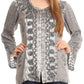 Sakkas Soraya Embroidered Eyelet Button Down Blouse Top with Long Sleeves and Ties
