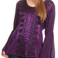 Sakkas Soraya Embroidered Eyelet Button Down Blouse Top with Long Sleeves and Ties