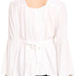 Sakkas Soraya Embroidered Eyelet Button Down Blouse Top with Long Sleeves and Ties