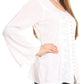 Sakkas Soraya Embroidered Eyelet Button Down Blouse Top with Long Sleeves and Ties