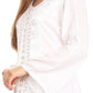 Sakkas Soraya Embroidered Eyelet Button Down Blouse Top with Long Sleeves and Ties