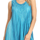 Sakkas Lana Ombre Tie Dye Embroidered Tank Style Long Summer Top | Cover Up