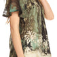 Sakkas Celia Marble Batik Short Sleeve Blouse/Top with Embroidery and Crochet