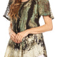 Sakkas Celia Marble Batik Short Sleeve Blouse/Top with Embroidery and Crochet
