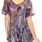 Sakkas Celia Marble Batik Short Sleeve Blouse/Top with Embroidery and Crochet