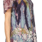 Sakkas Celia Marble Batik Short Sleeve Blouse/Top with Embroidery and Crochet