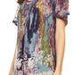Sakkas Celia Marble Batik Short Sleeve Blouse/Top with Embroidery and Crochet