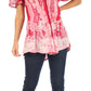 Sakkas Celia Marble Batik Short Sleeve Blouse/Top with Embroidery and Crochet