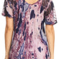 Sakkas Celia Marble Batik Short Sleeve Blouse/Top with Embroidery and Crochet