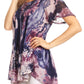 Sakkas Celia Marble Batik Short Sleeve Blouse/Top with Embroidery and Crochet