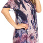 Sakkas Celia Marble Batik Short Sleeve Blouse/Top with Embroidery and Crochet