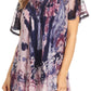 Sakkas Celia Marble Batik Short Sleeve Blouse/Top with Embroidery and Crochet