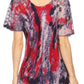 Sakkas Celia Marble Batik Short Sleeve Blouse/Top with Embroidery and Crochet