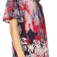 Sakkas Celia Marble Batik Short Sleeve Blouse/Top with Embroidery and Crochet