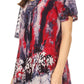 Sakkas Celia Marble Batik Short Sleeve Blouse/Top with Embroidery and Crochet