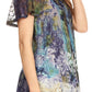 Sakkas Celia Marble Batik Short Sleeve Blouse/Top with Embroidery and Crochet