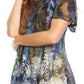 Sakkas Celia Marble Batik Short Sleeve Blouse/Top with Embroidery and Crochet