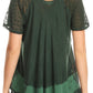 Sakkas Diane Short Sleeve Slim Top Blouse with Sequin Embroidery & Golden Print