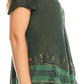 Sakkas Diane Short Sleeve Slim Top Blouse with Sequin Embroidery & Golden Print