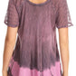 Sakkas Diane Short Sleeve Slim Top Blouse with Sequin Embroidery & Golden Print