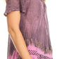 Sakkas Diane Short Sleeve Slim Top Blouse with Sequin Embroidery & Golden Print