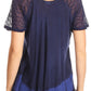 Sakkas Diane Short Sleeve Slim Top Blouse with Sequin Embroidery & Golden Print