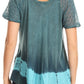 Sakkas Diane Short Sleeve Slim Top Blouse with Sequin Embroidery & Golden Print