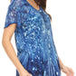 Sakkas Mira Tie Dye Two Tone Sheer Cap Sleeve Relaxed Fit Embellished Tunic Top