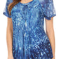 Sakkas Mira Tie Dye Two Tone Sheer Cap Sleeve Relaxed Fit Embellished Tunic Top