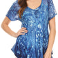 Sakkas Mira Tie Dye Two Tone Sheer Cap Sleeve Relaxed Fit Embellished Tunic Top
