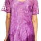 Sakkas Mira Tie Dye Two Tone Sheer Cap Sleeve Relaxed Fit Embellished Tunic Top
