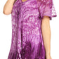 Sakkas Mira Tie Dye Two Tone Sheer Cap Sleeve Relaxed Fit Embellished Tunic Top