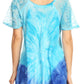 Sakkas Mira Tie Dye Two Tone Sheer Cap Sleeve Relaxed Fit Embellished Tunic Top