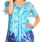 Sakkas Mira Tie Dye Two Tone Sheer Cap Sleeve Relaxed Fit Embellished Tunic Top