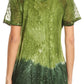 Sakkas Mira Tie Dye Two Tone Sheer Cap Sleeve Relaxed Fit Embellished Tunic Top