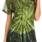 Sakkas Mira Tie Dye Two Tone Sheer Cap Sleeve Relaxed Fit Embellished Tunic Top
