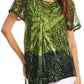 Sakkas Mira Tie Dye Two Tone Sheer Cap Sleeve Relaxed Fit Embellished Tunic Top