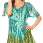 Sakkas Mira Tie Dye Two Tone Sheer Cap Sleeve Relaxed Fit Embellished Tunic Top