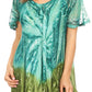 Sakkas Mira Tie Dye Two Tone Sheer Cap Sleeve Relaxed Fit Embellished Tunic Top