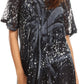 Sakkas Mira Tie Dye Two Tone Sheer Cap Sleeve Relaxed Fit Embellished Tunic Top