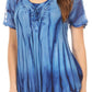Sakkas Siri Ombre Tie Dye Embroidered Sheer Cap Sleeve Relaxed Fit Tunic Top