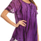 Sakkas Siri Ombre Tie Dye Embroidered Sheer Cap Sleeve Relaxed Fit Tunic Top