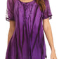 Sakkas Siri Ombre Tie Dye Embroidered Sheer Cap Sleeve Relaxed Fit Tunic Top