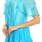 Sakkas Siri Ombre Tie Dye Embroidered Sheer Cap Sleeve Relaxed Fit Tunic Top