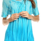 Sakkas Siri Ombre Tie Dye Embroidered Sheer Cap Sleeve Relaxed Fit Tunic Top
